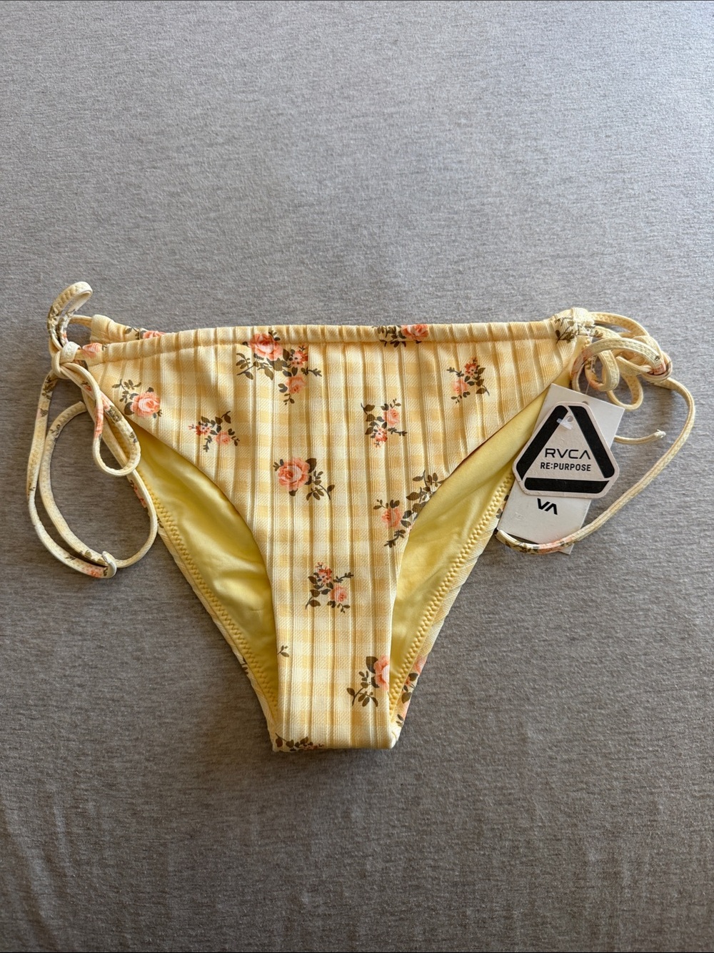 RVCA Yellow Floral Tie-Side Bikini Bottoms